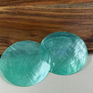 0-Hole 8cm Capiz Shells (10) - Pastel Green