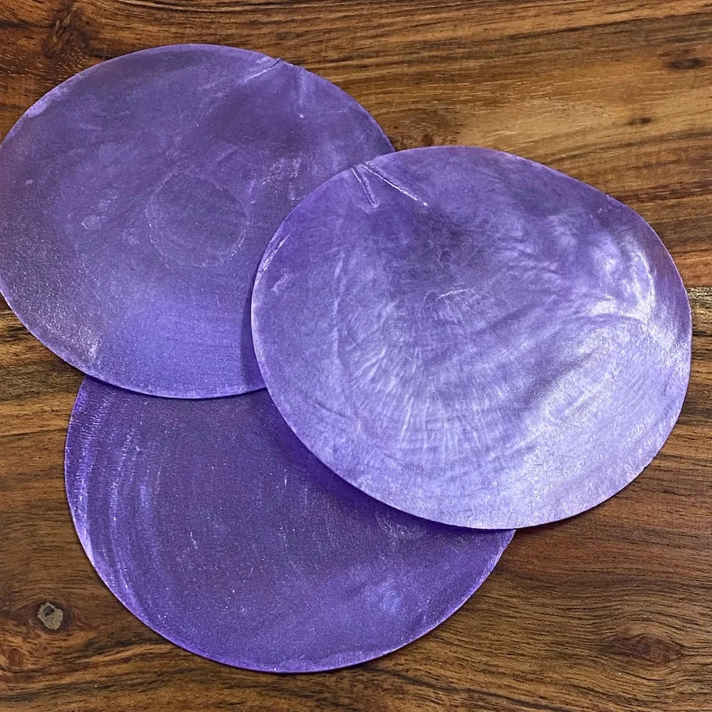 0-Hole 8cm Capiz Shells (10) - Pastel Purple