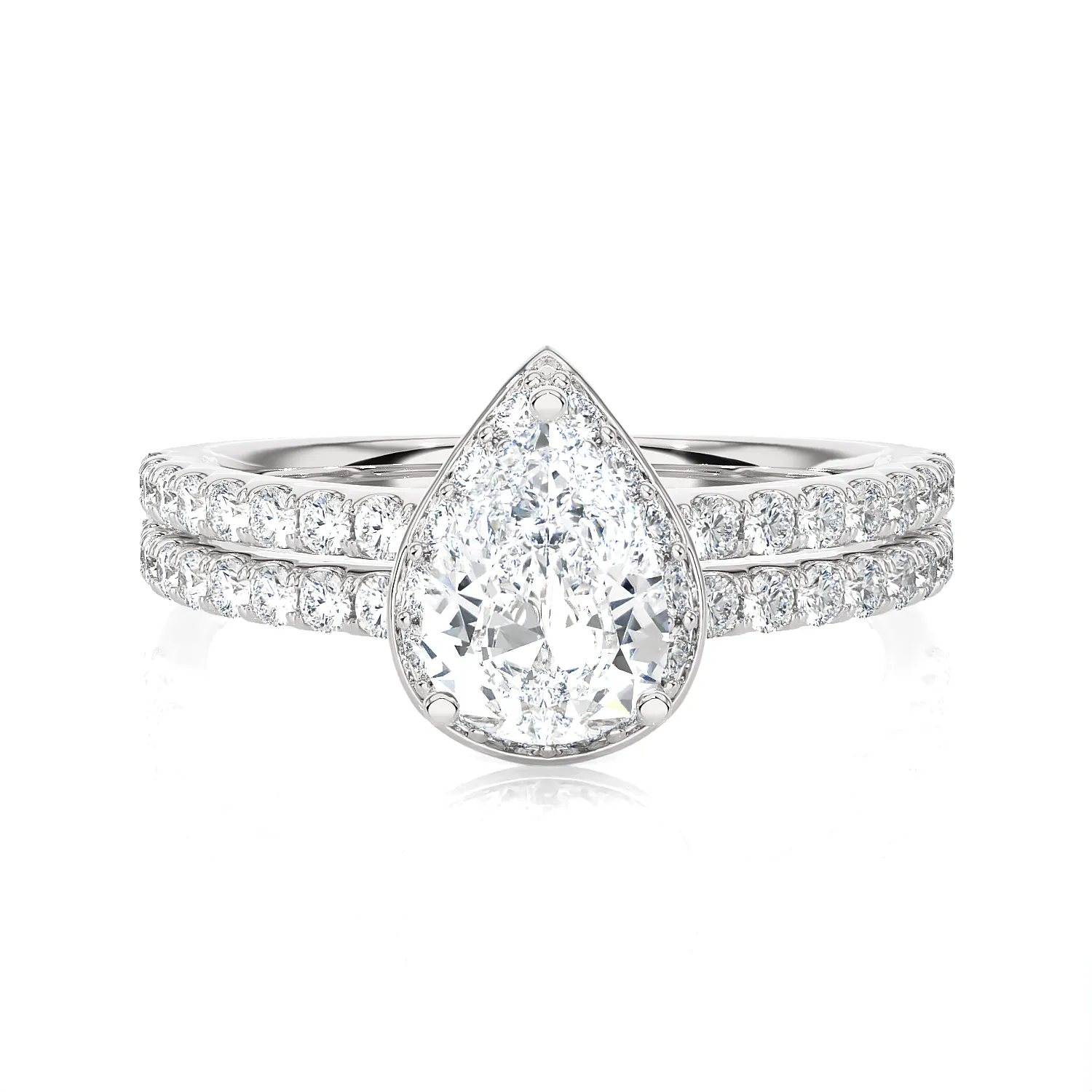 1 3/4 ctw Pear-Shaped Lab Grown Diamond Halo Engagement Ring