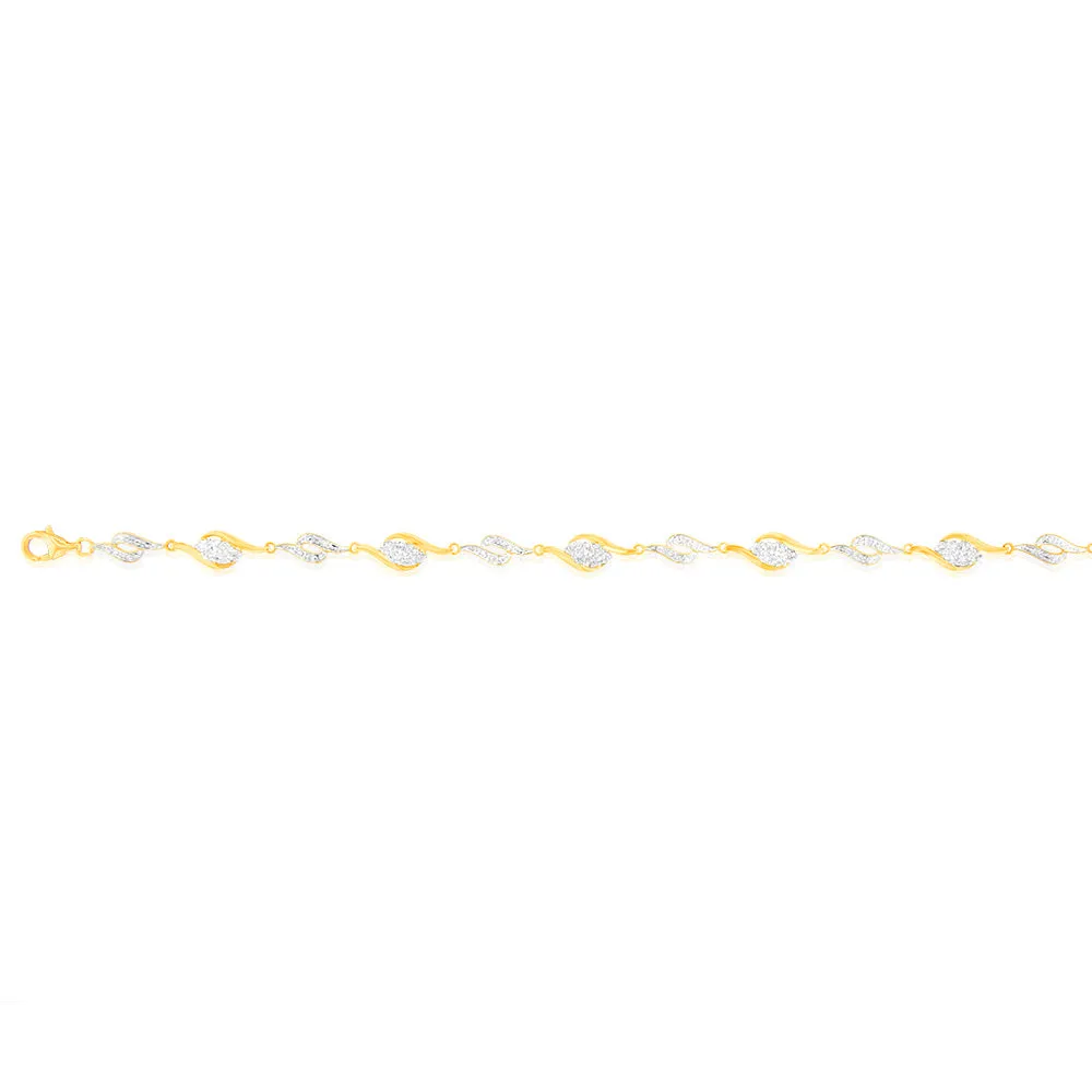 1/10 Carat Diamond Bracelet in 9ct Yellow & White Gold