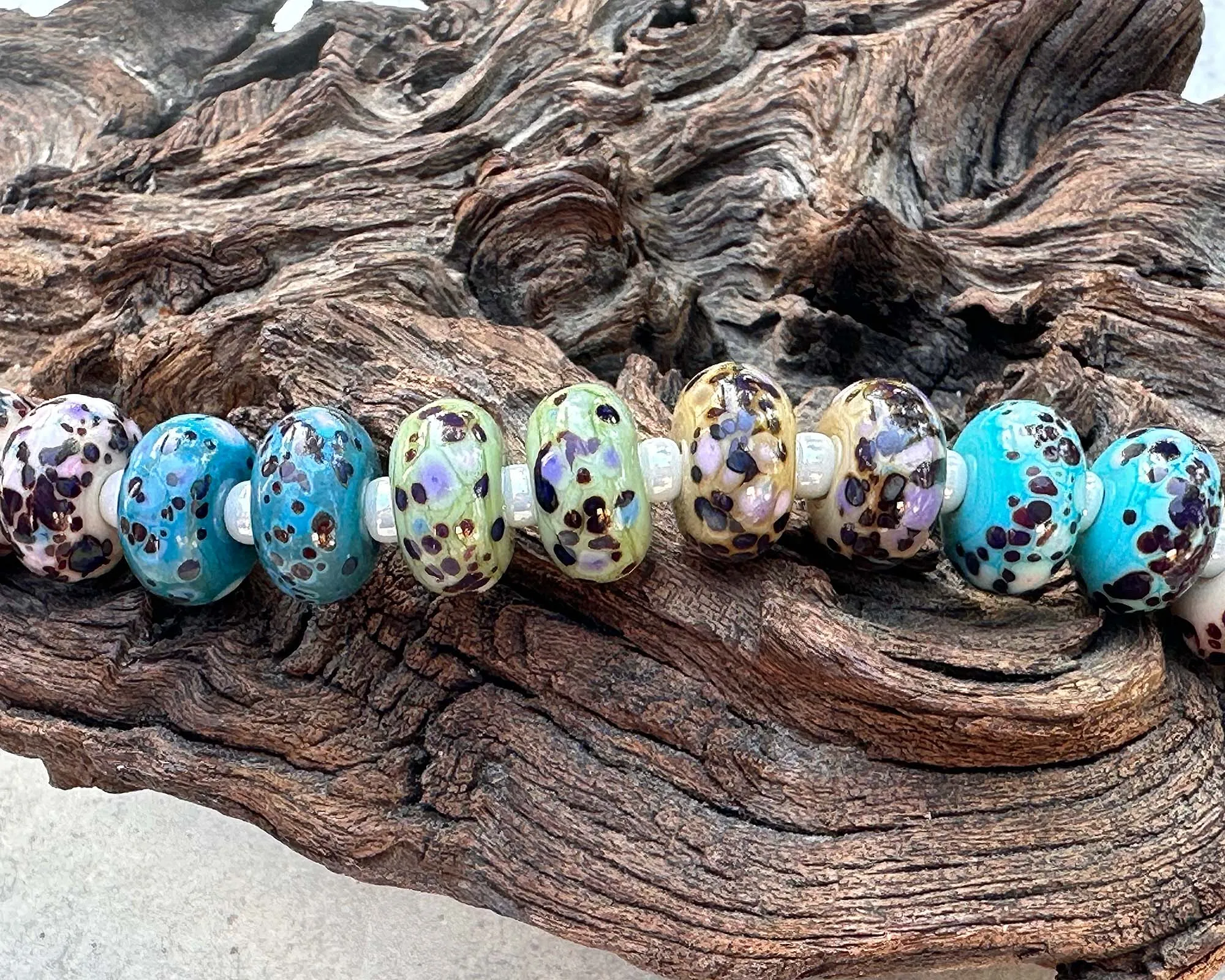 12 Speckled Pairs Lampwork Beads Mix SRA