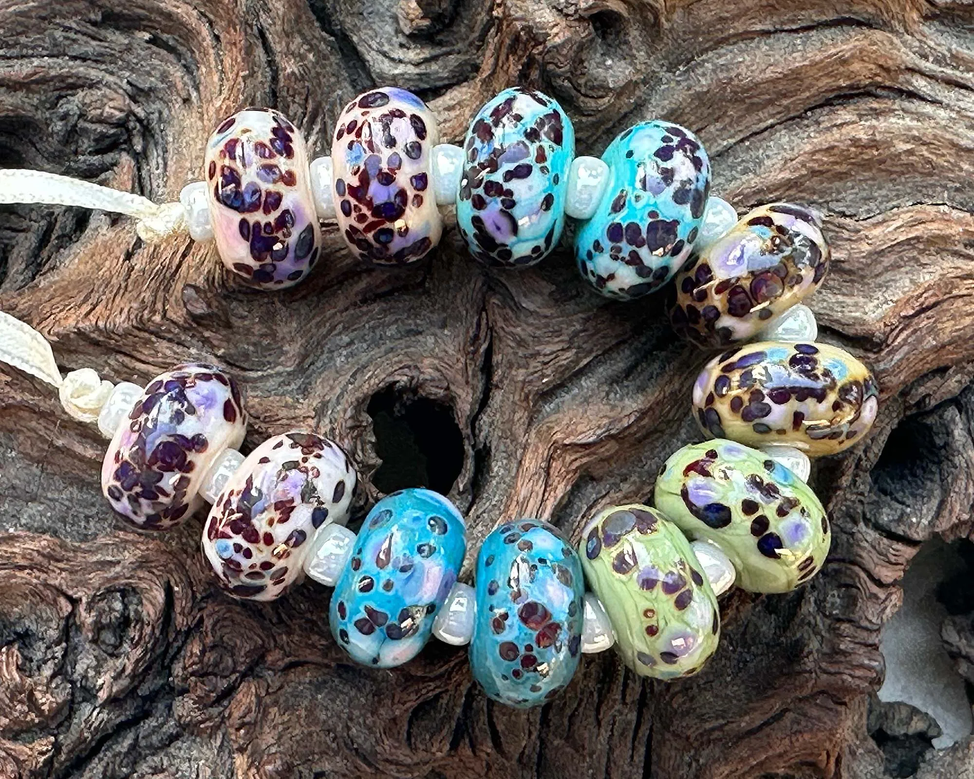 12 Speckled Pairs Lampwork Beads Mix SRA