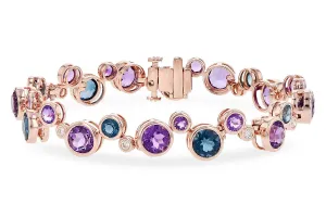 14K Rose Gold Amethyst and Topaz Bubble Tennis Bracelet