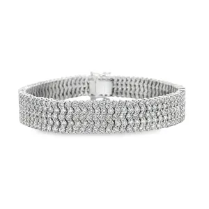 14K White Gold Diamond Wave Bracelet