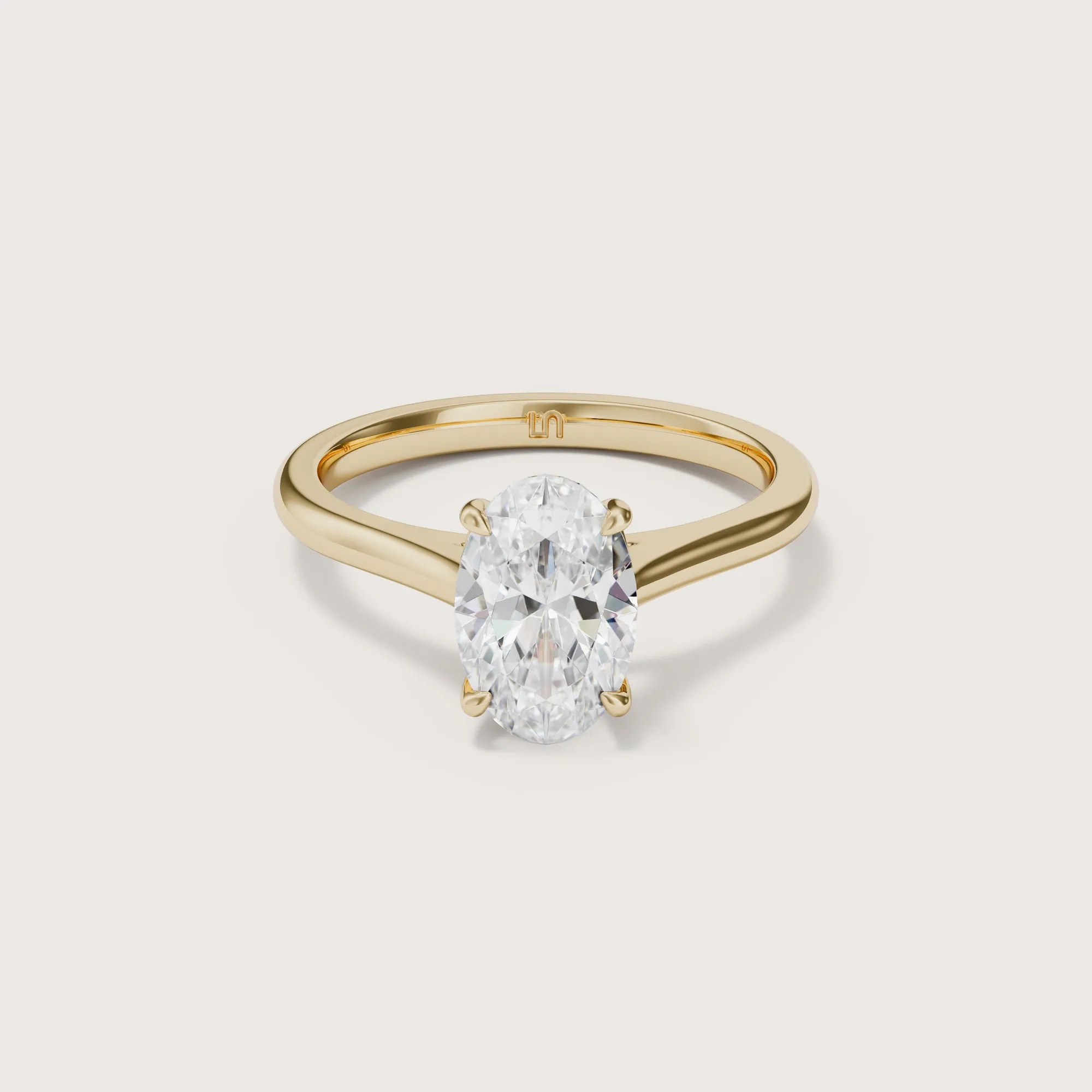 1.55ct Oval Clea Cathedral Ring 14k Yellow Gold