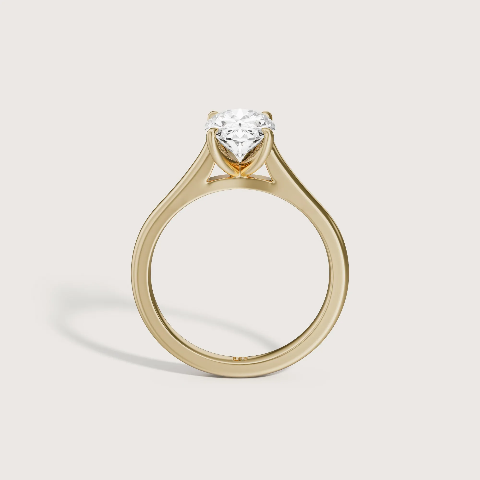 1.55ct Oval Clea Cathedral Ring 14k Yellow Gold