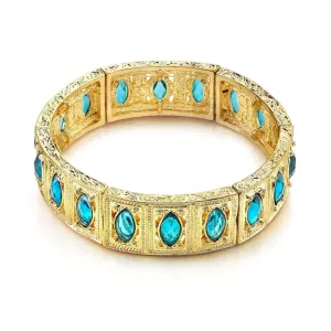 1928 Jewelry Aqua Blue Navette Stone Stretch Bracelet