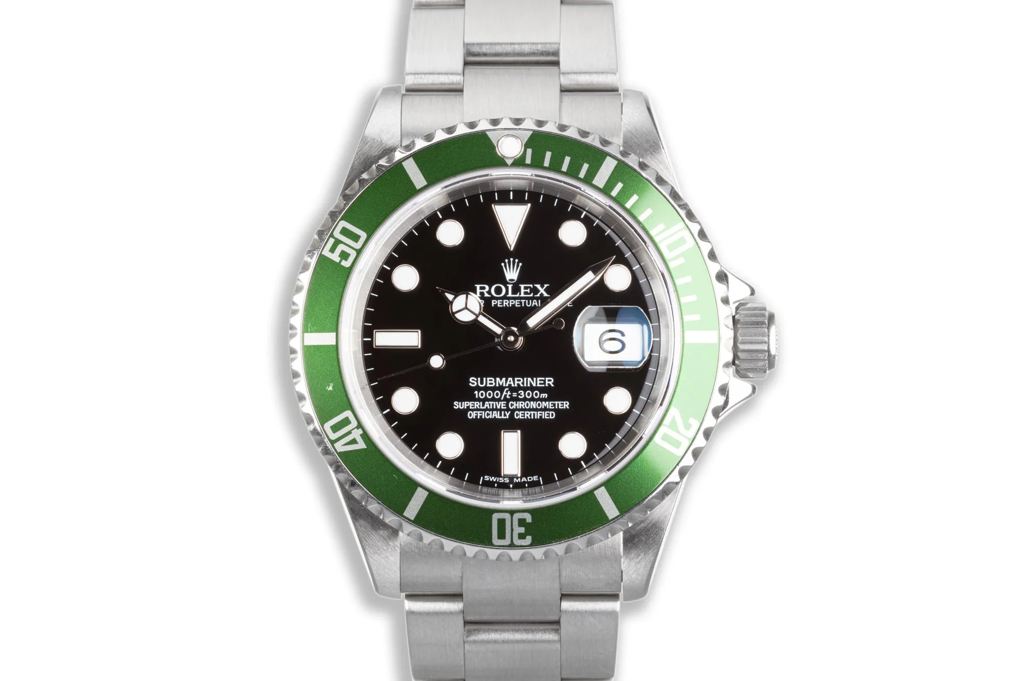 2007 Rolex Unpolished Green Anniversary Submariner 16610lv