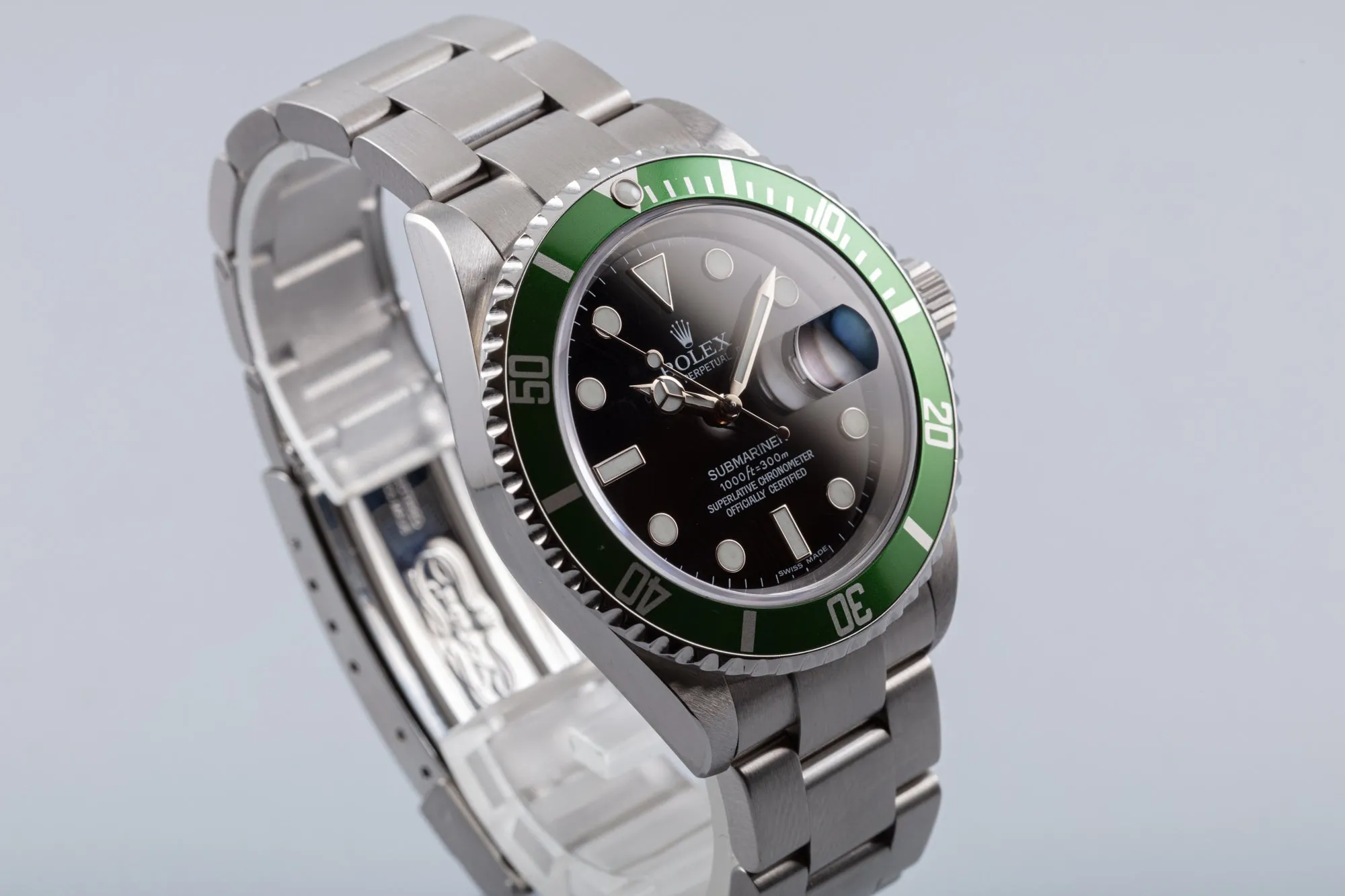 2007 Rolex Unpolished Green Anniversary Submariner 16610lv