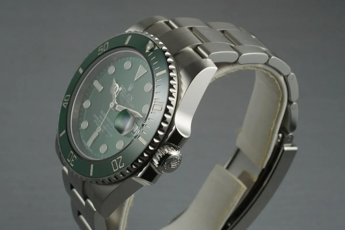 2012 Rolex Green Submariner 116610V with Box and Papers