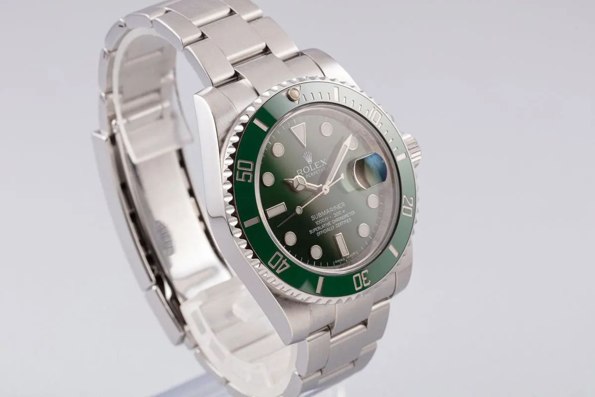 2013 Rolex Green Submariner 116610LV "Hulk" with Box and Card