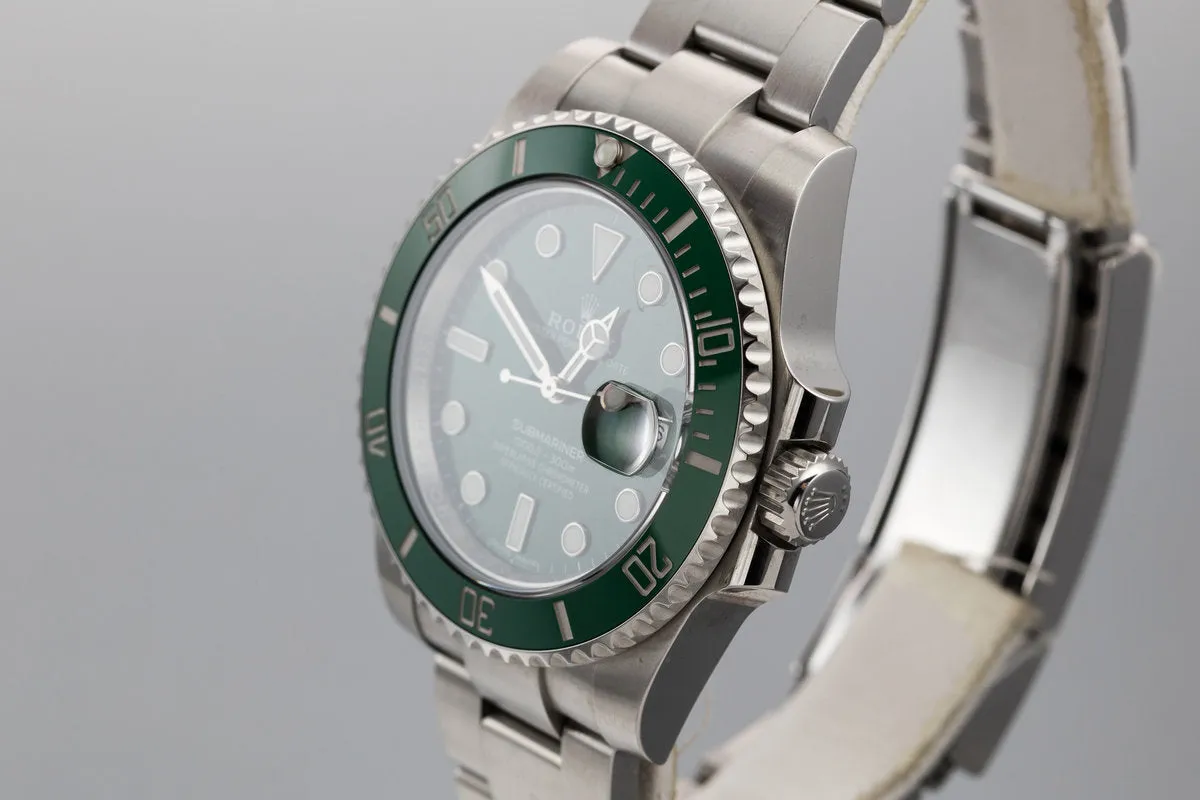 2018 Rolex Ceramic Green Submariner 116610LV "Hulk" with Box and Papers