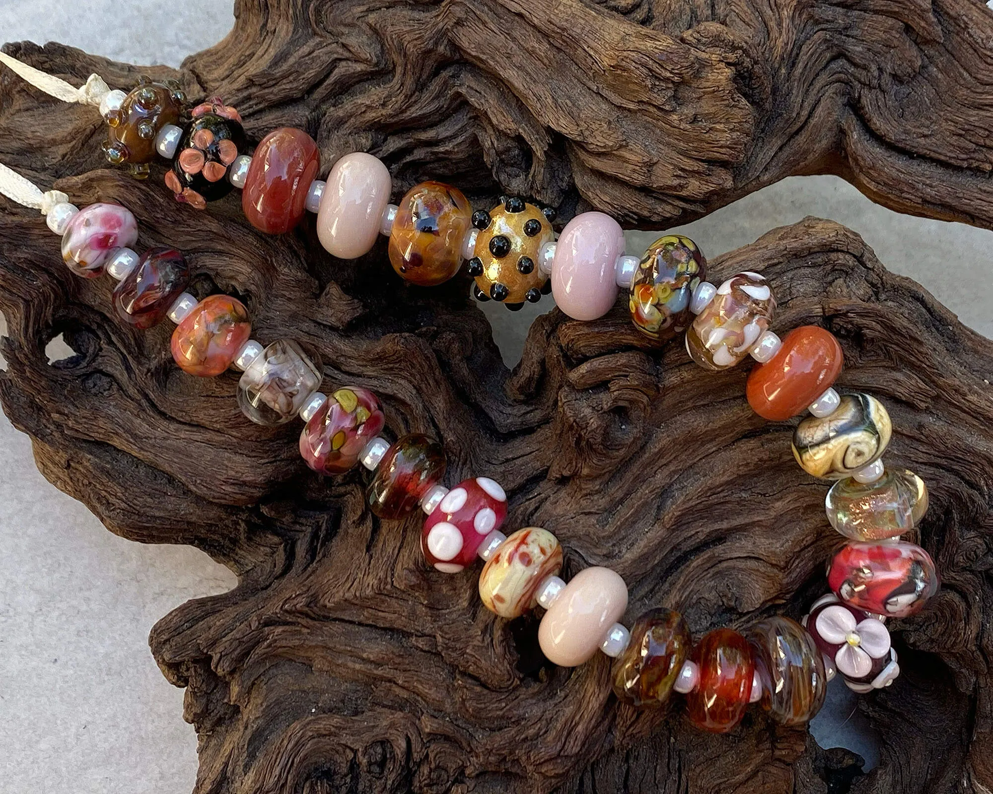 26 Red Brown Orphan Lampwork Beads Mix SRA