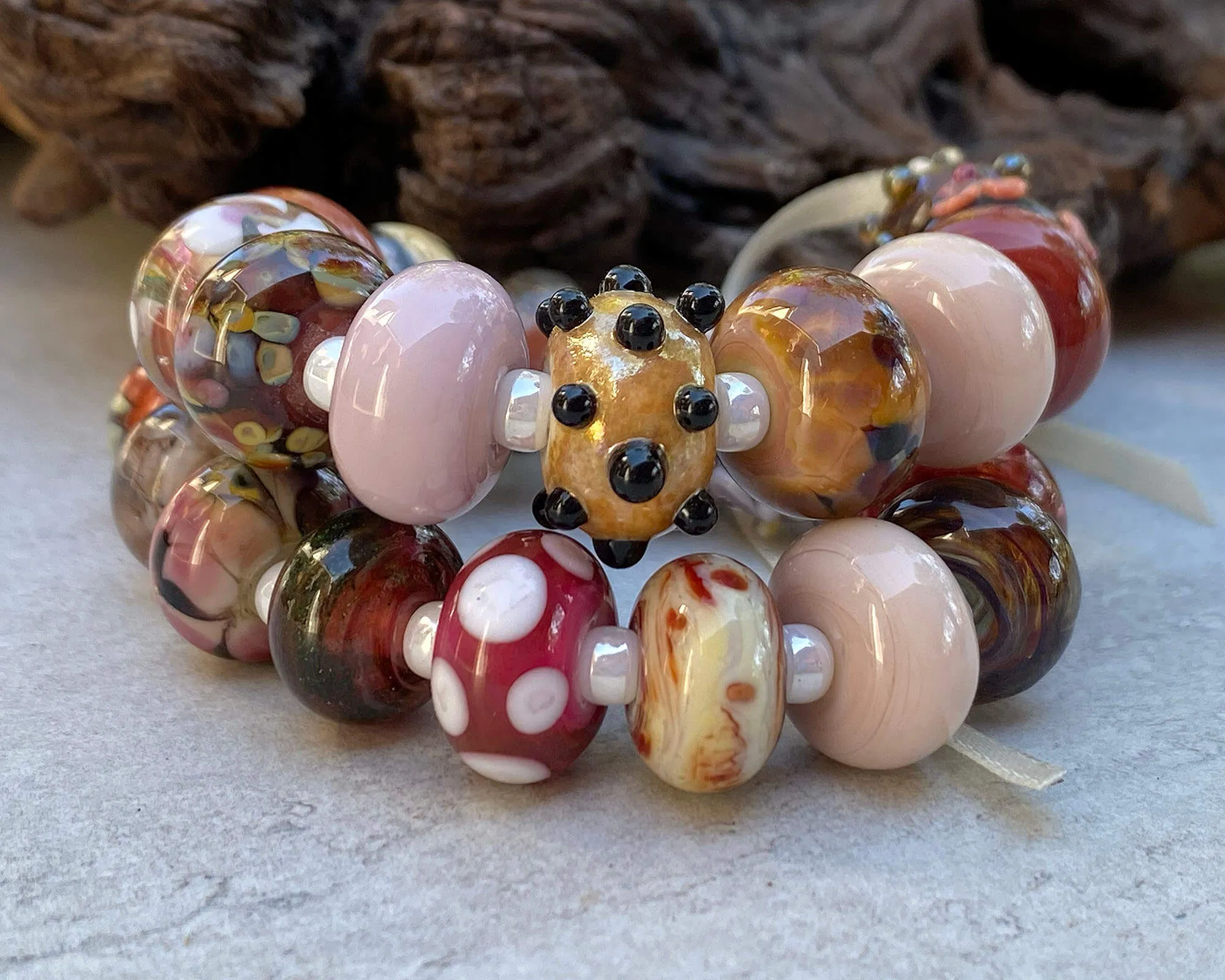 26 Red Brown Orphan Lampwork Beads Mix SRA