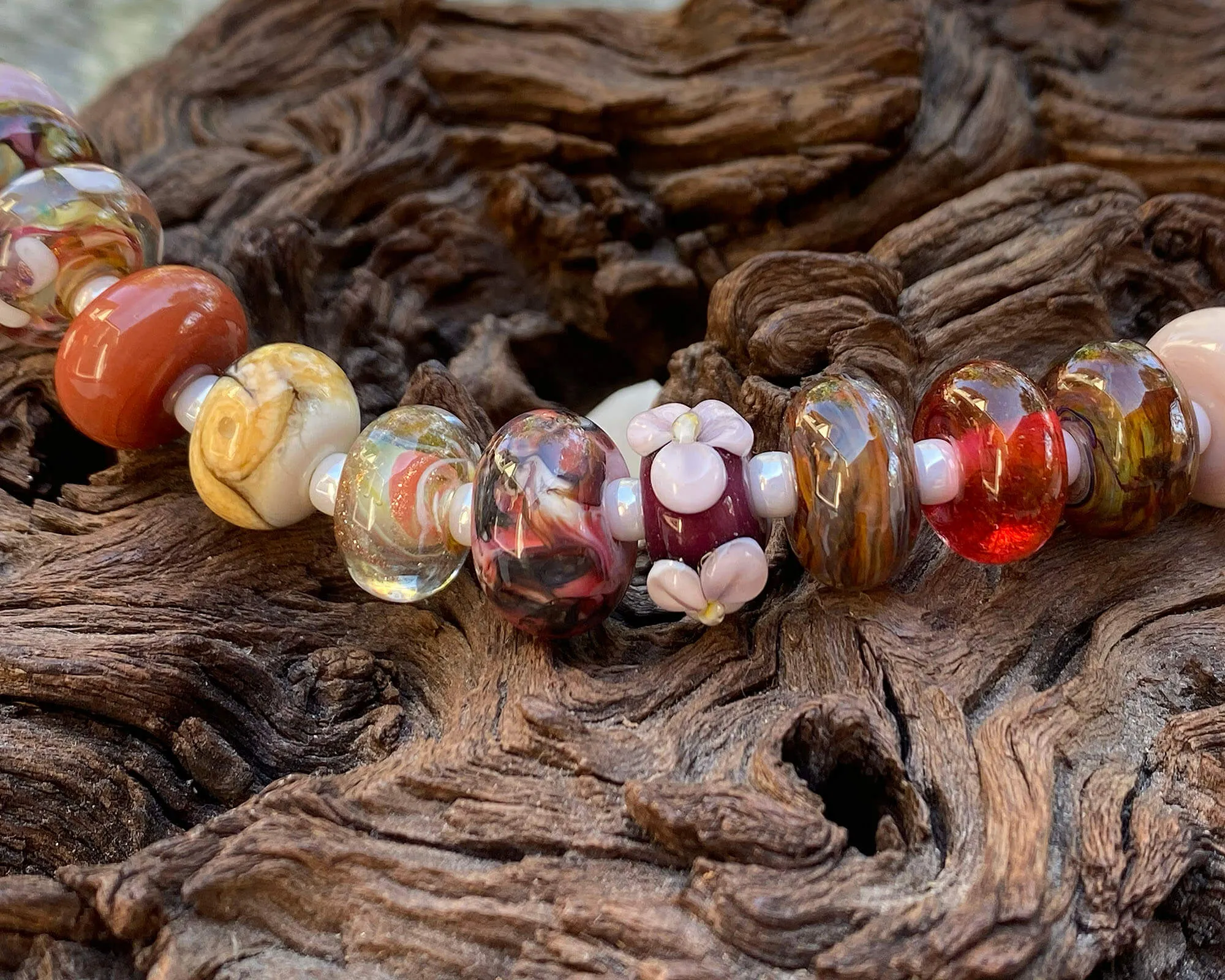 26 Red Brown Orphan Lampwork Beads Mix SRA