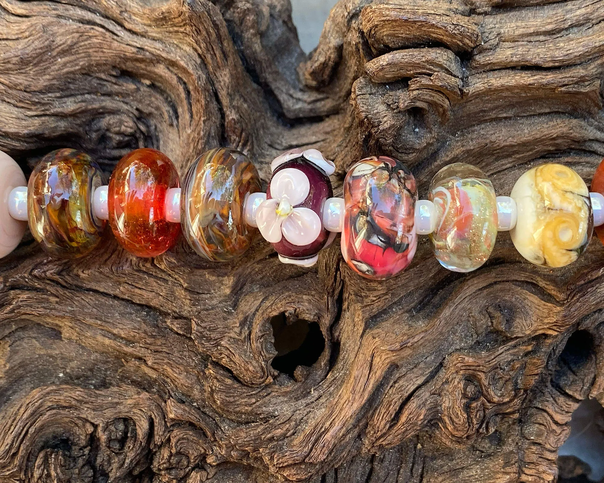 26 Red Brown Orphan Lampwork Beads Mix SRA