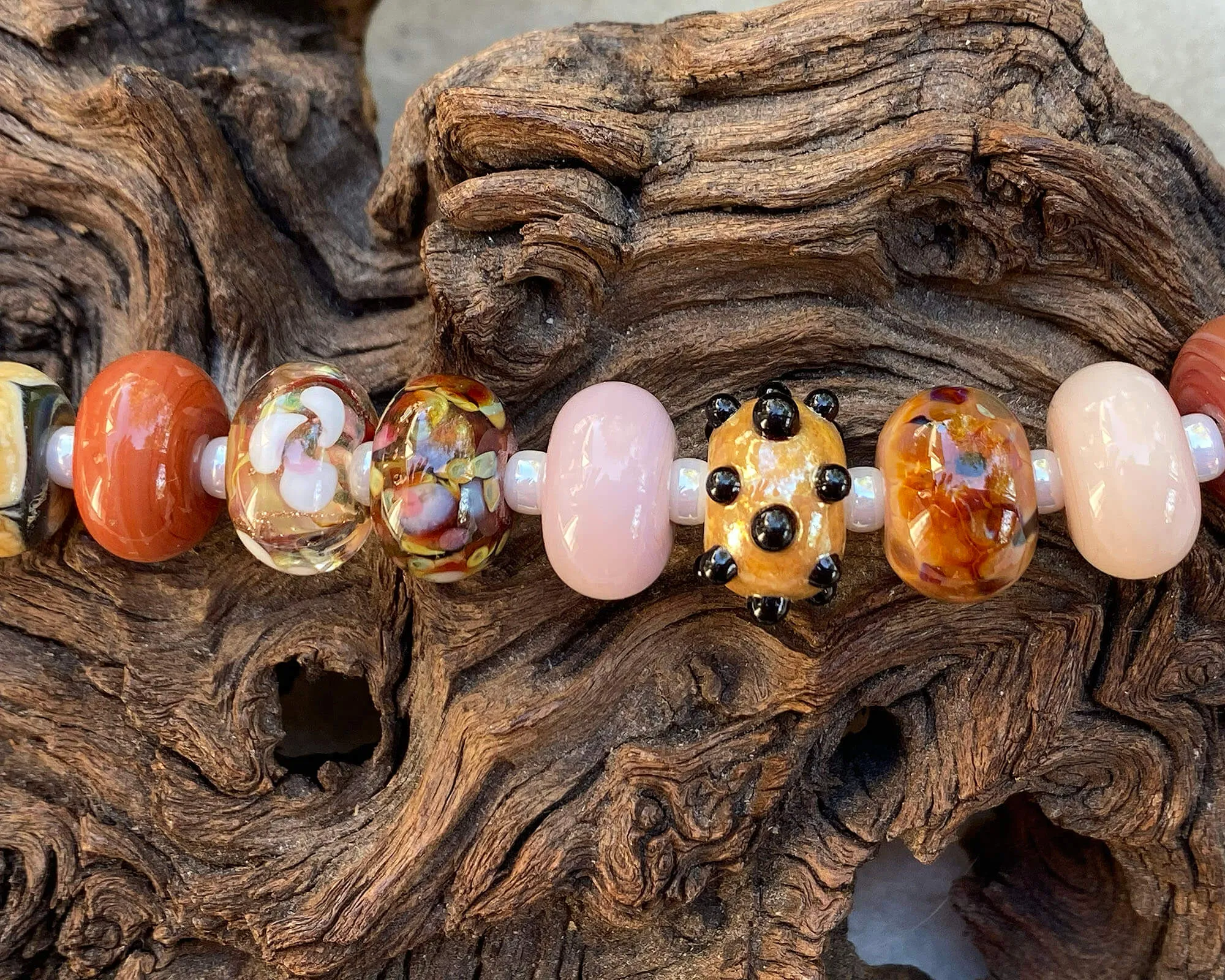 26 Red Brown Orphan Lampwork Beads Mix SRA