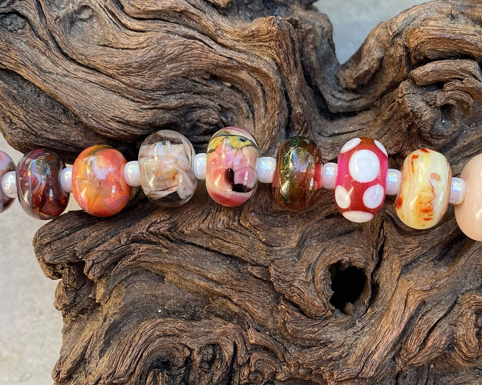 26 Red Brown Orphan Lampwork Beads Mix SRA