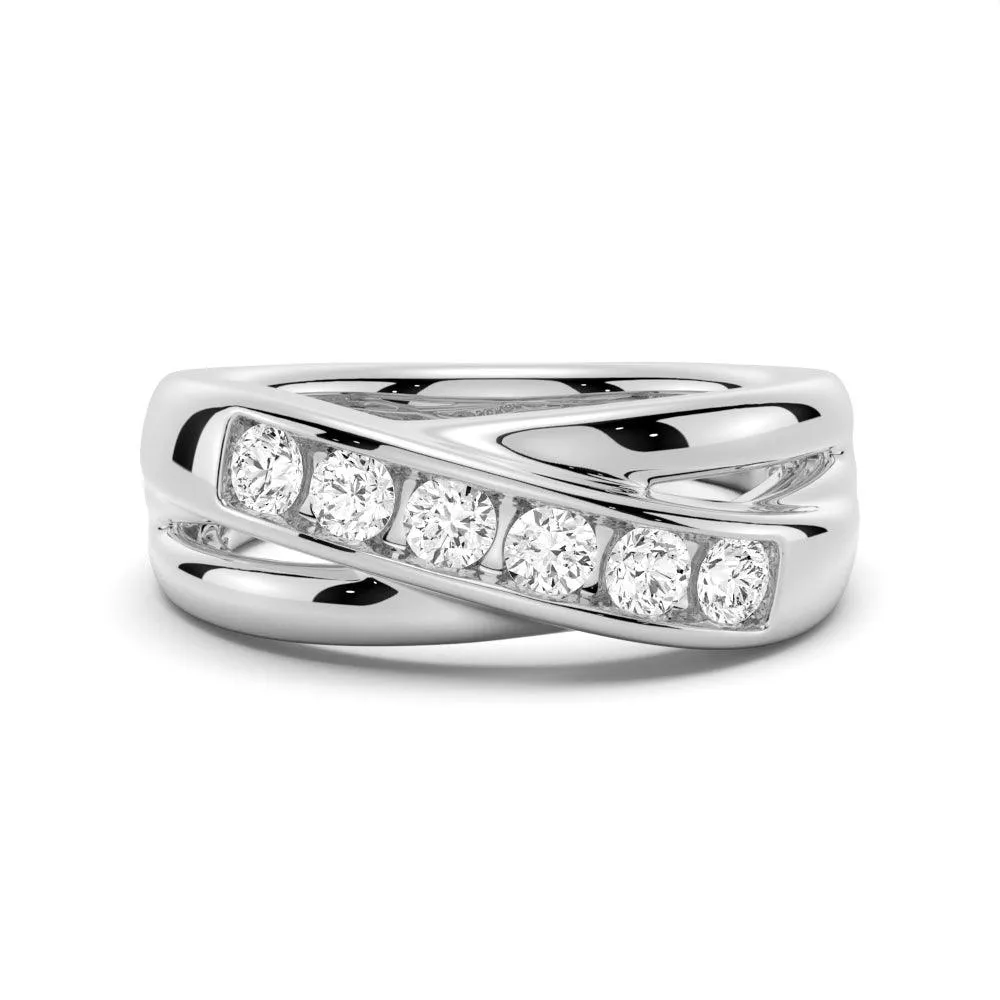 5mm Crossover Channel Set Moissanite Men's Wedding Band