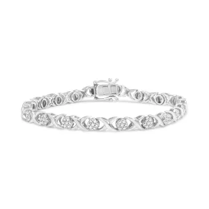 .925 Sterling Silver 1/2 Cttw Round Diamond Cluster X-Link Bracelet (I-J Color, I1-I2 Clarity) - 7.25"