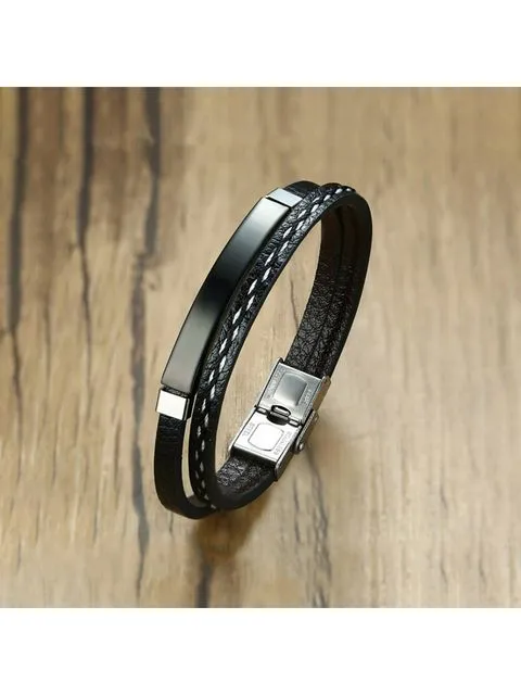 Adjustable Leather Bracelet For Men & Boy (Free Size)