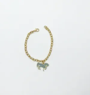 Adorable Vintage Bracelet with Gray Enamel Horse Charm