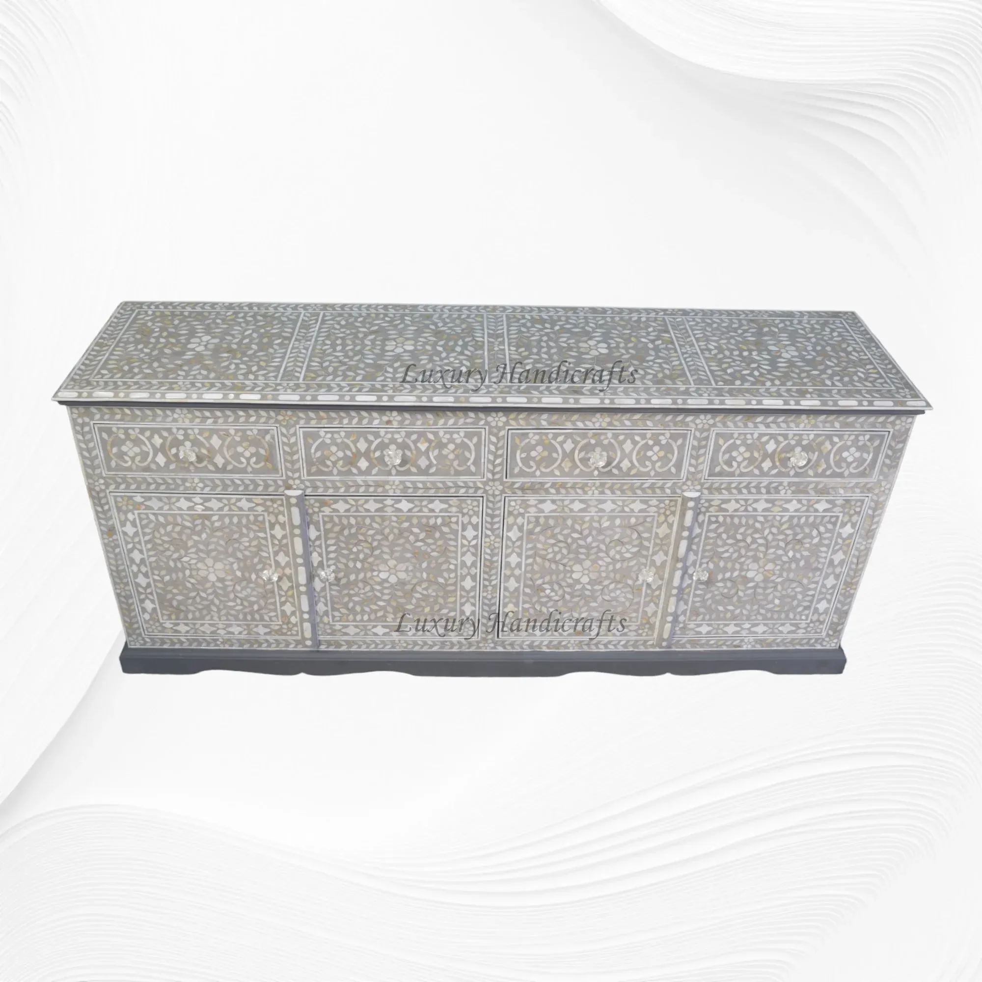 Arabic Mother Of Pearl Inlay Cabinet Light Grey