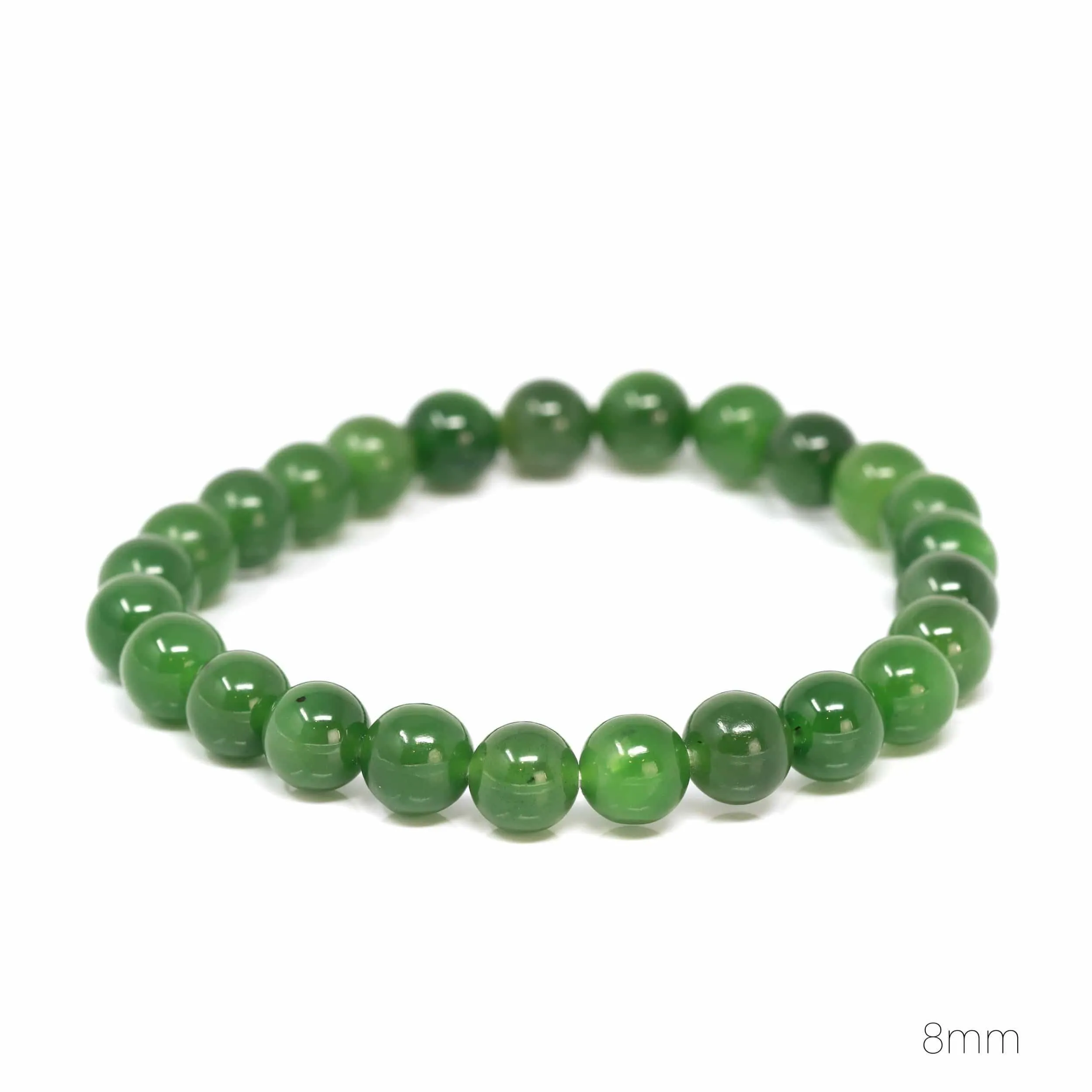 Baikalla Genuine Green Nephrite Jade Beads Bracelet ( 8mm & 9.5mm)