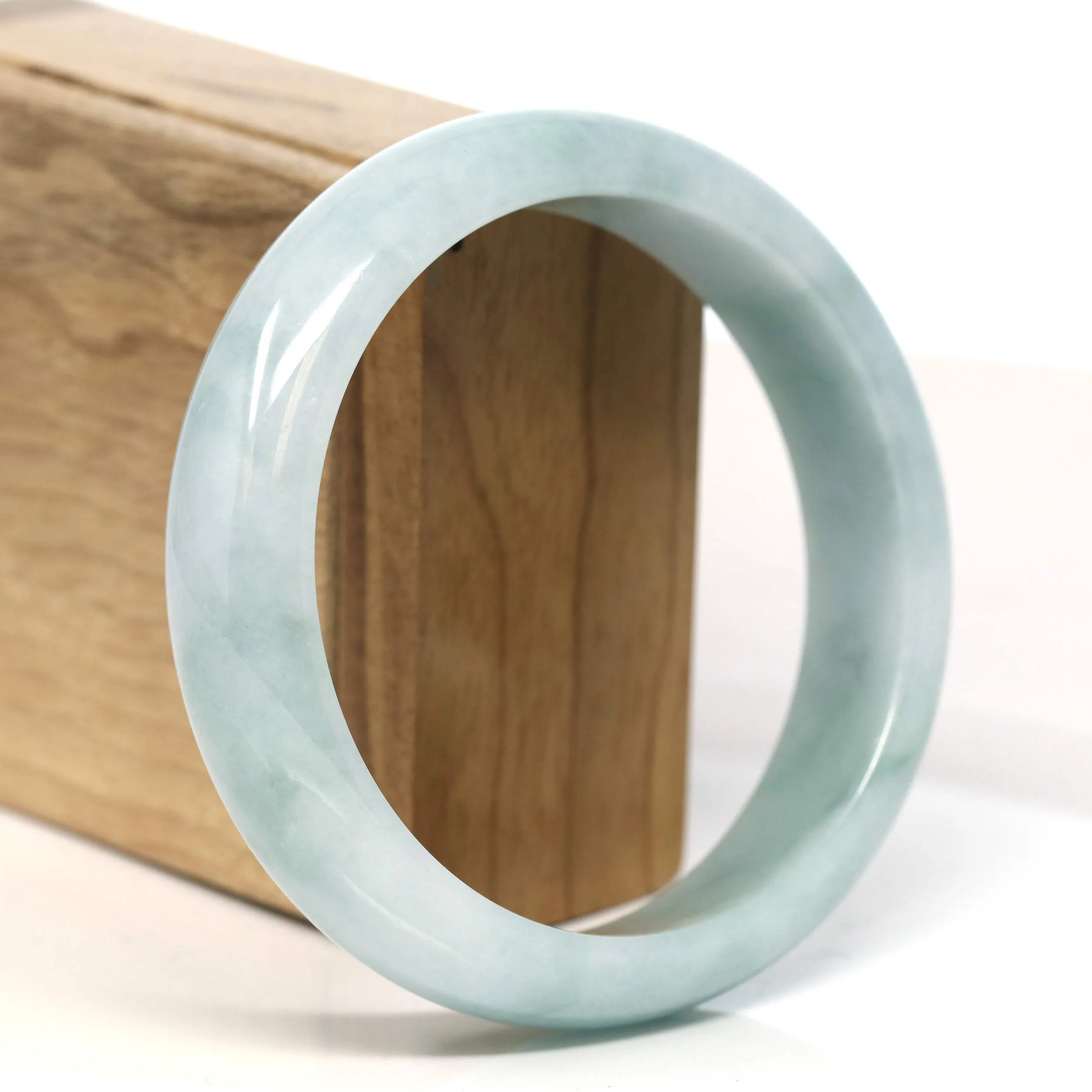 Baikalla "Half Round" Blue Green Jadeite Jade Bangle Bracelet (62.2 mm) #T437