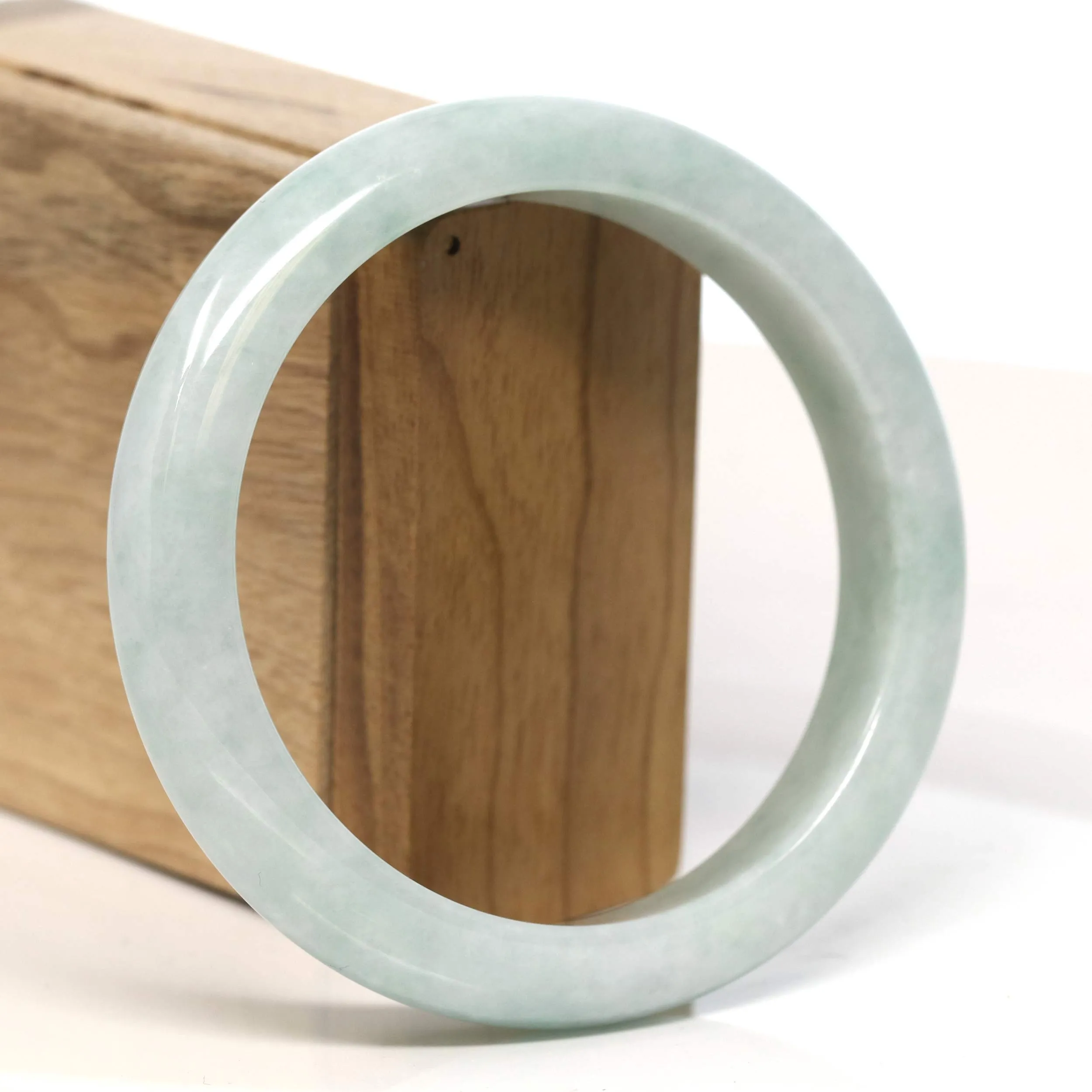 Baikalla "Half Round" Light Green Jadeite Jade Bangle Bracelet (62.23 mm) #T380