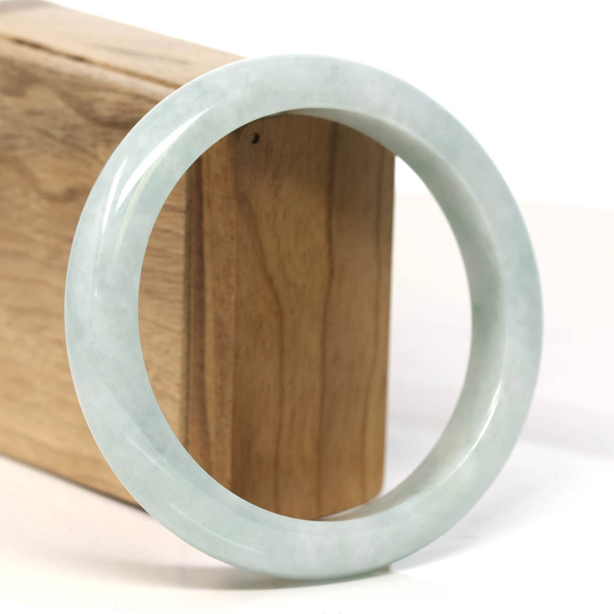 Baikalla "Half Round" Light Green Jadeite Jade Bangle Bracelet (62.23 mm) #T380