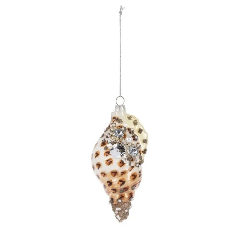 Beaded Glass Spiral Shell Ornament