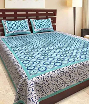 Bed Zone 100% Cotton Comfort King Size Tradition Double bedsheet for King Size Bed Offer with 2 Pillow Cover - Multi Fast Color.