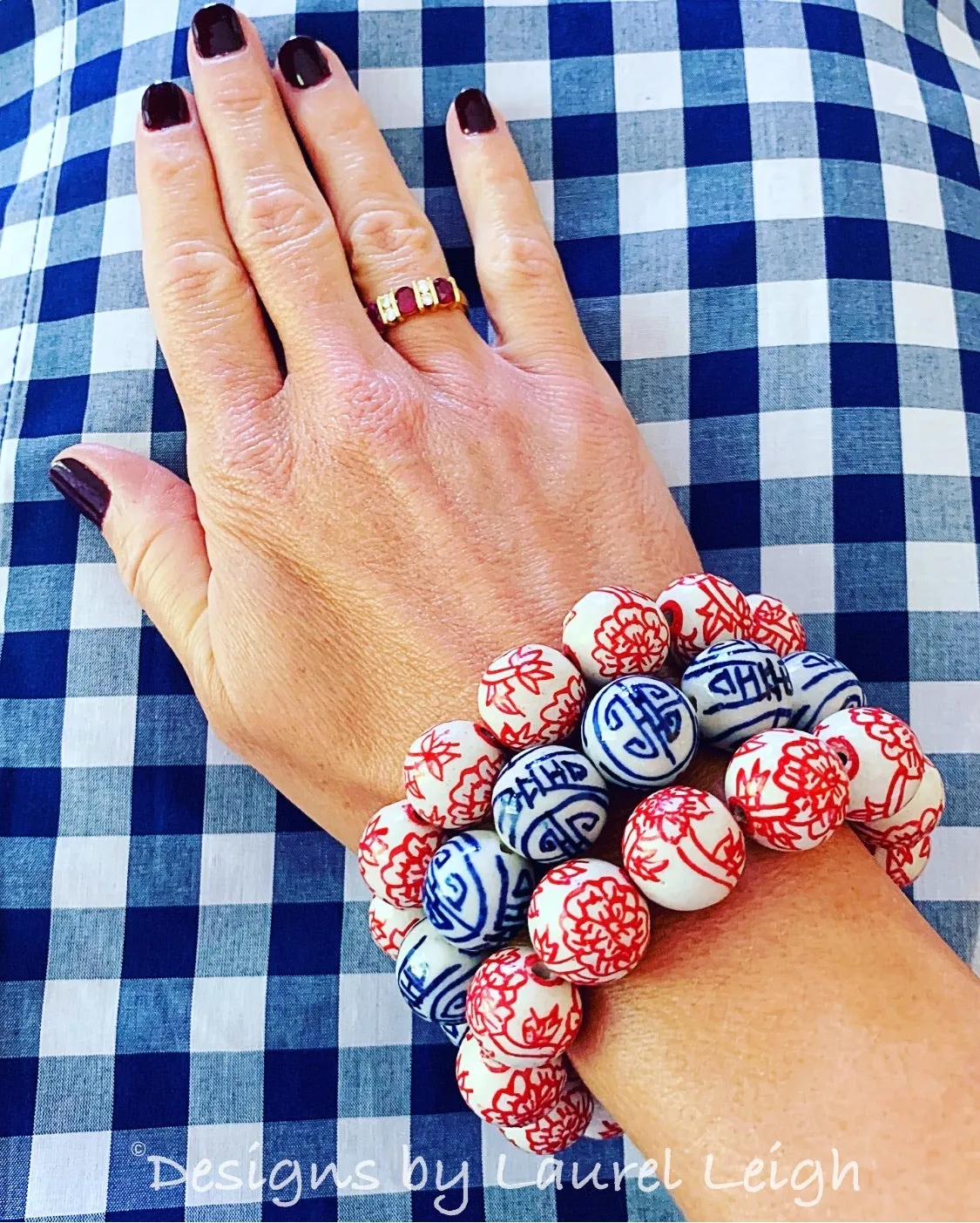 Blue & White Chinoiserie Longevity Bracelet