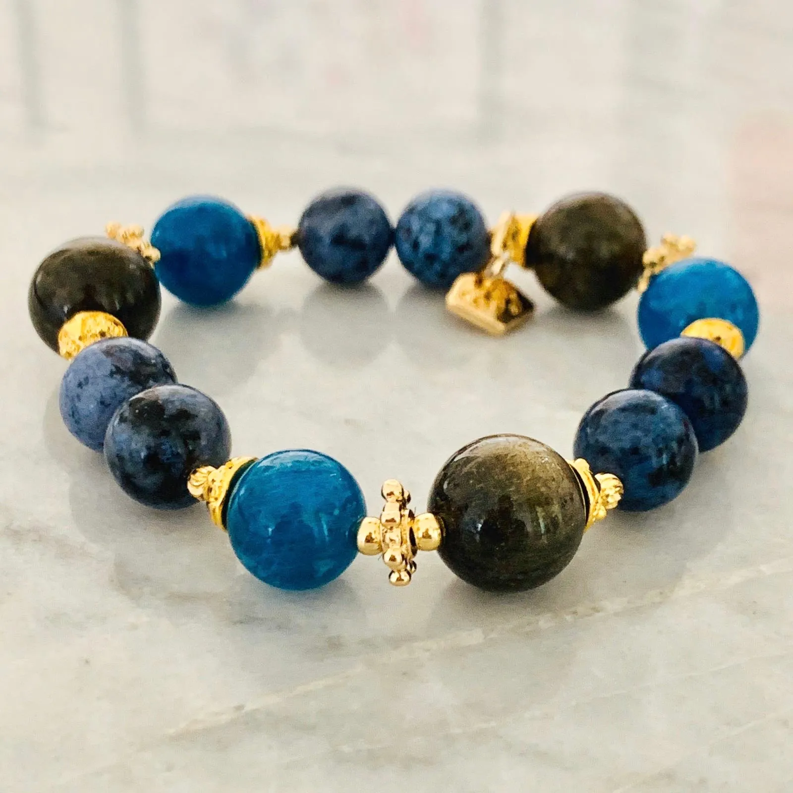 Blue Apatite, Dumortierite & Obsidian