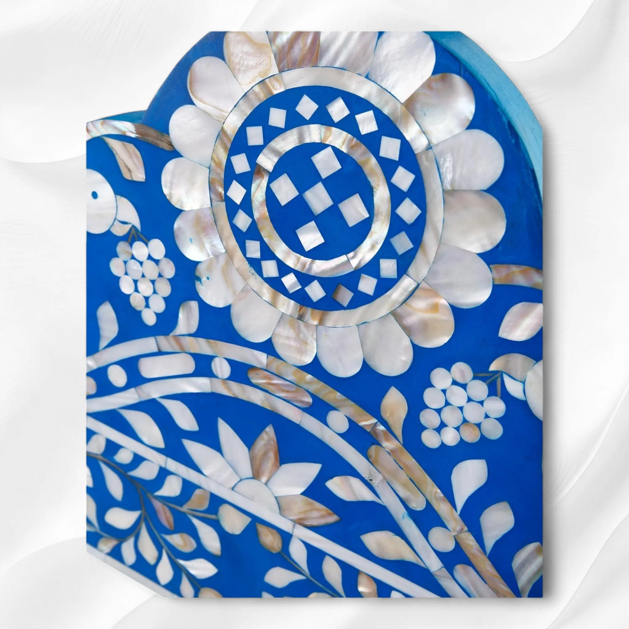 Blue Mother Of Pearl Inlaid Parrot Mirror