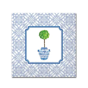 Blue Topiary Paper Beverage Napkins