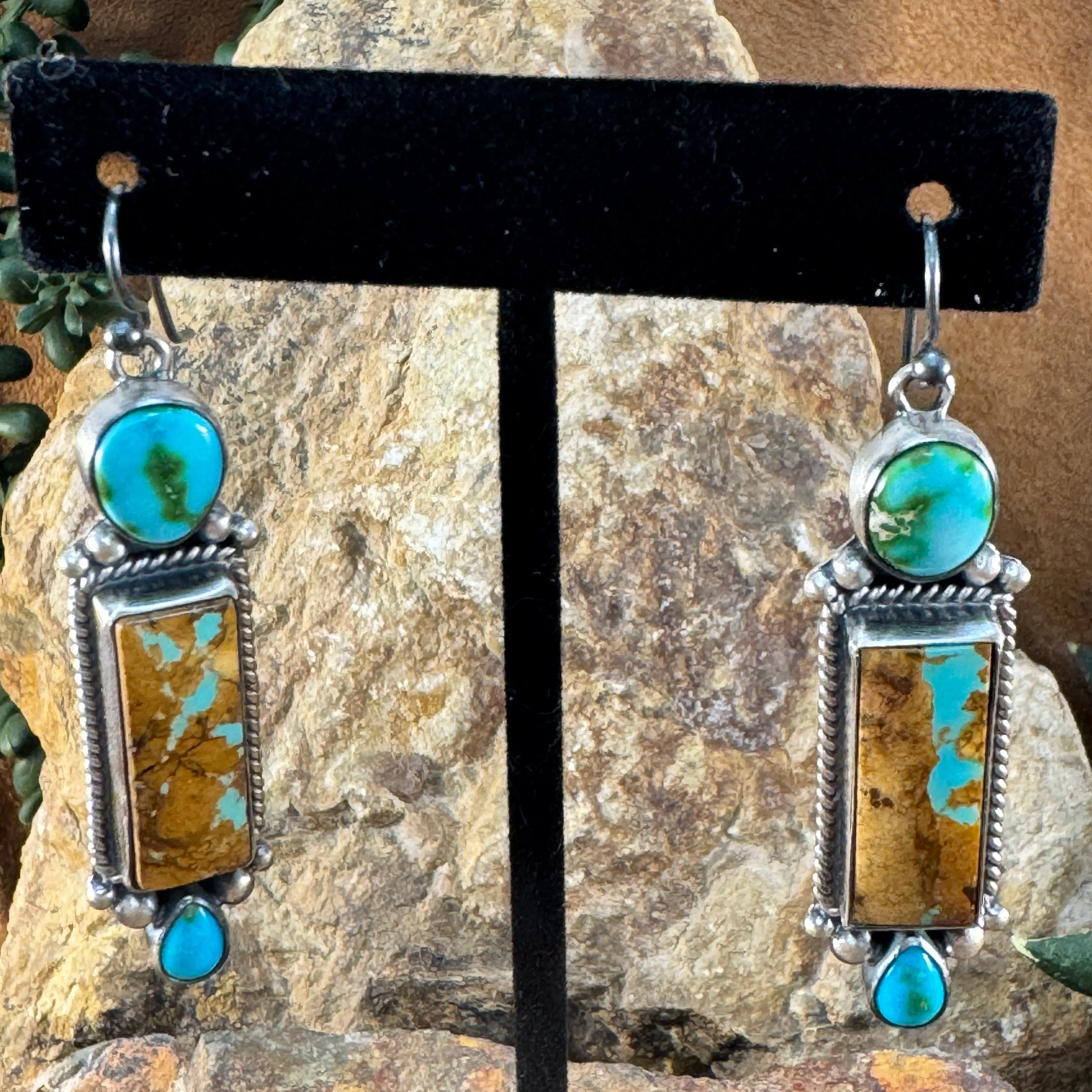 Boulder and Sonoran Turquoise Necklace and Earring Set by Diane Wylie