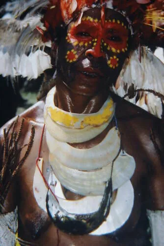 Bride Price Currency, Rare Old Ceremonial Moka Kina Shell Necklace (Huge Mother of Pearl Crescent) with Beaded Chain, Pectoral Collected from the Foi Tribe (New guinea), Mid 1900’s, Highly Collectible. KINA8