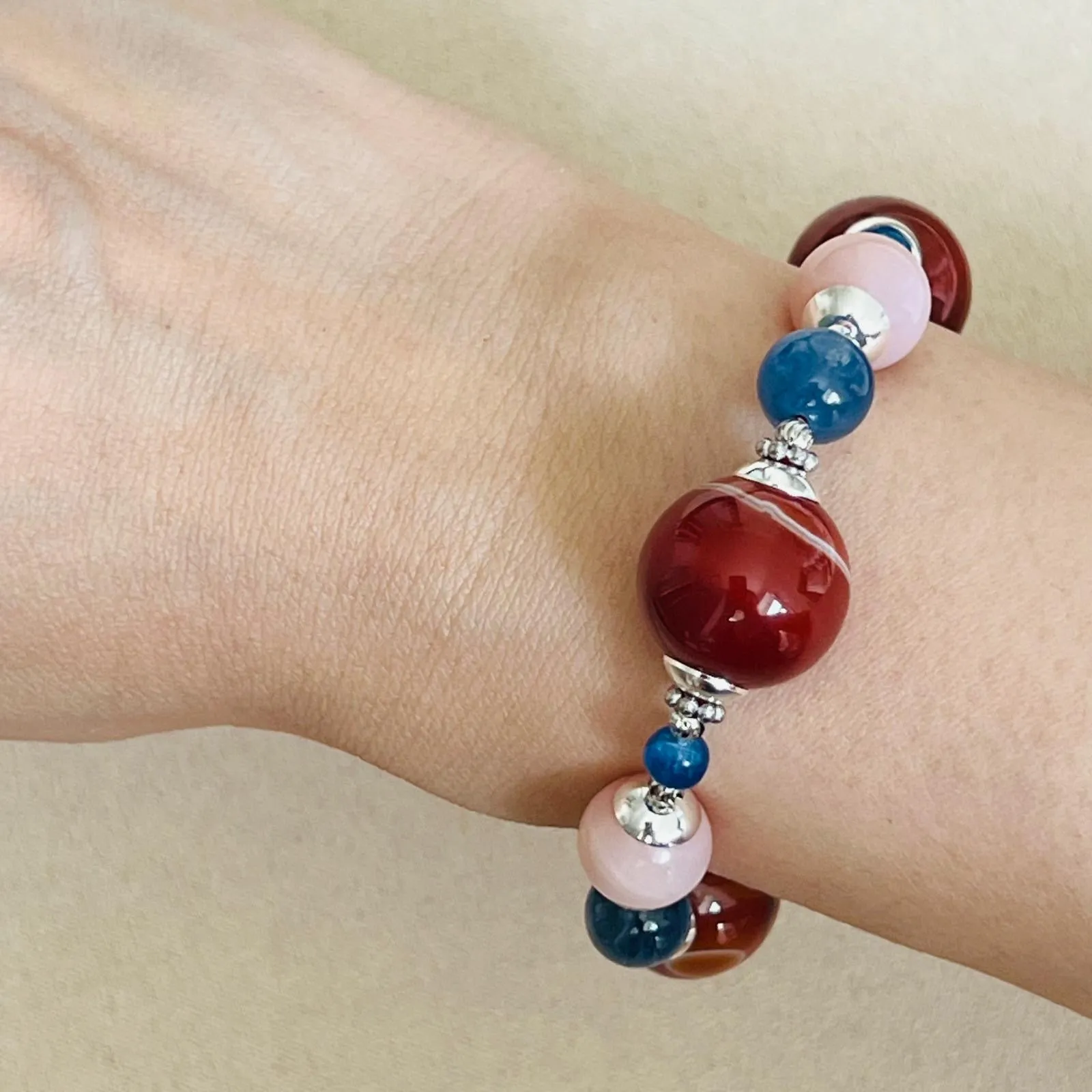 Carnelian, Pink Opal & Blue Kyanite Bracelet SHW