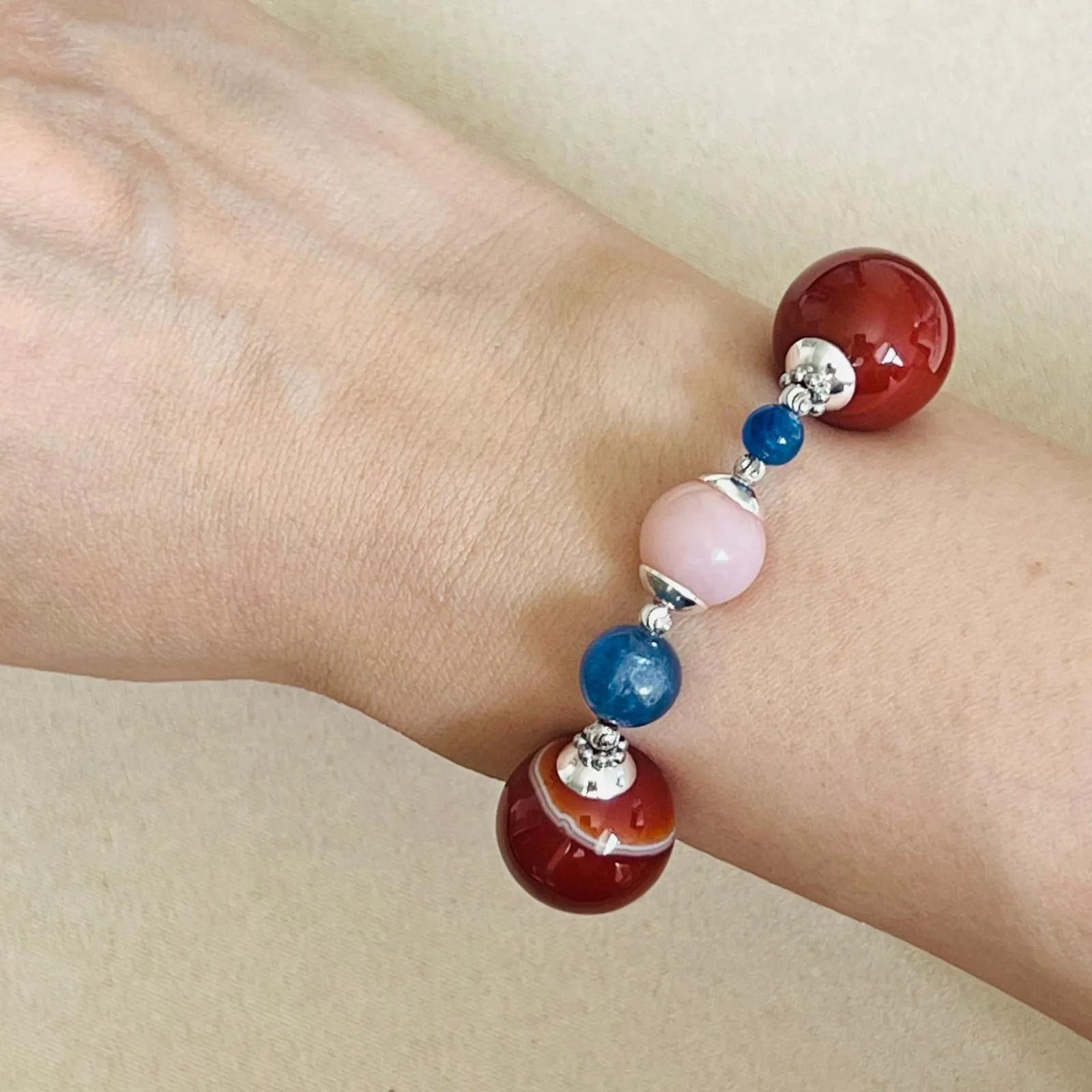 Carnelian, Pink Opal & Blue Kyanite Bracelet SHW