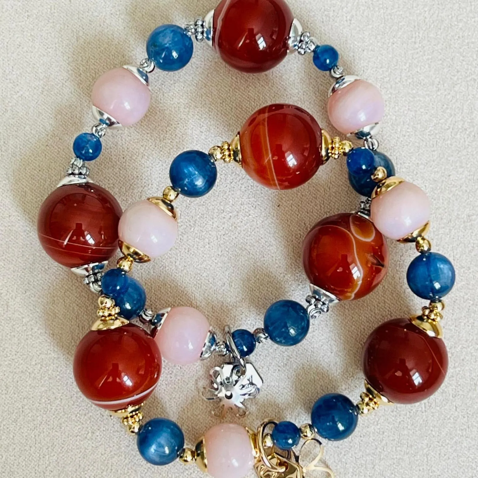 Carnelian, Pink Opal & Blue Kyanite Bracelet SHW