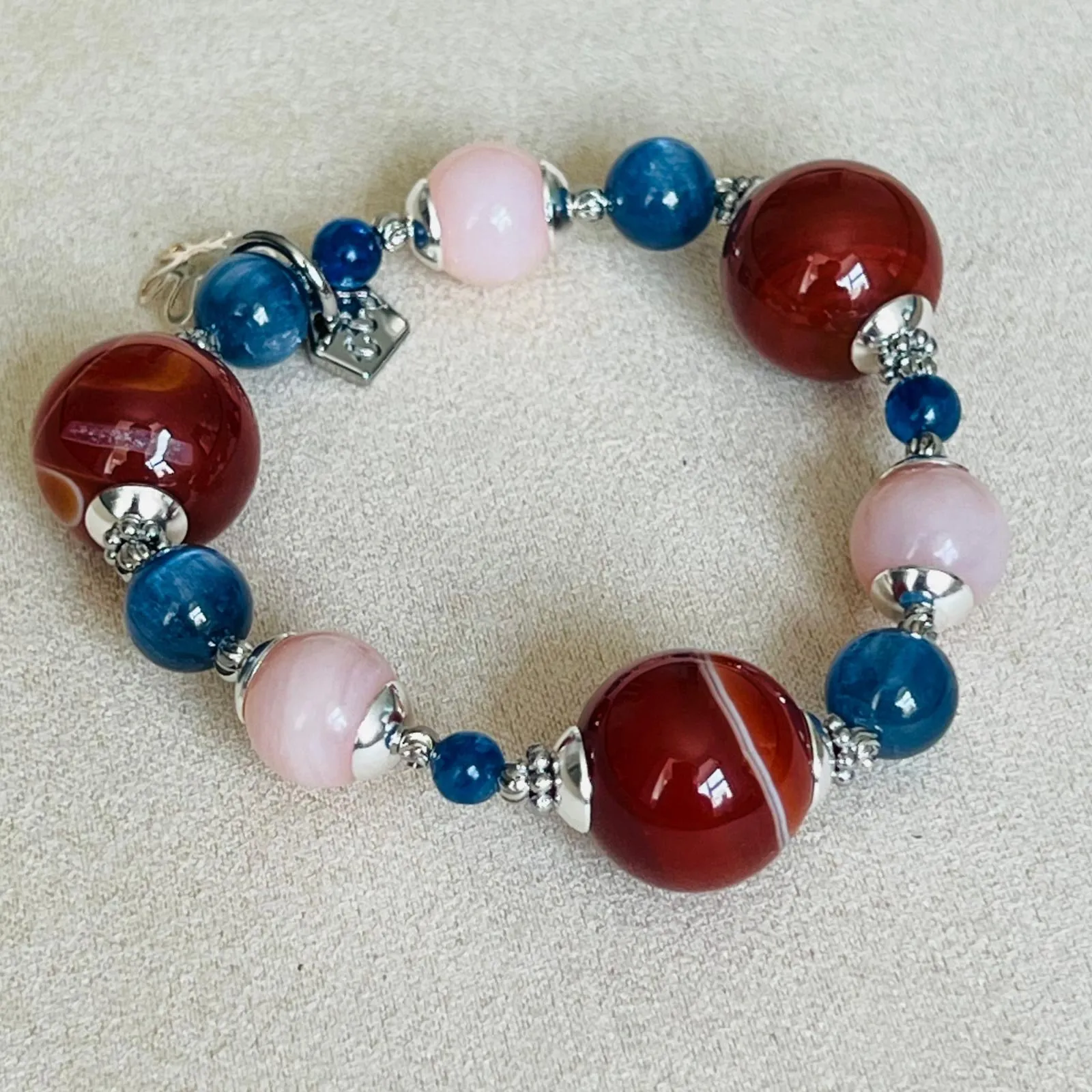 Carnelian, Pink Opal & Blue Kyanite Bracelet SHW