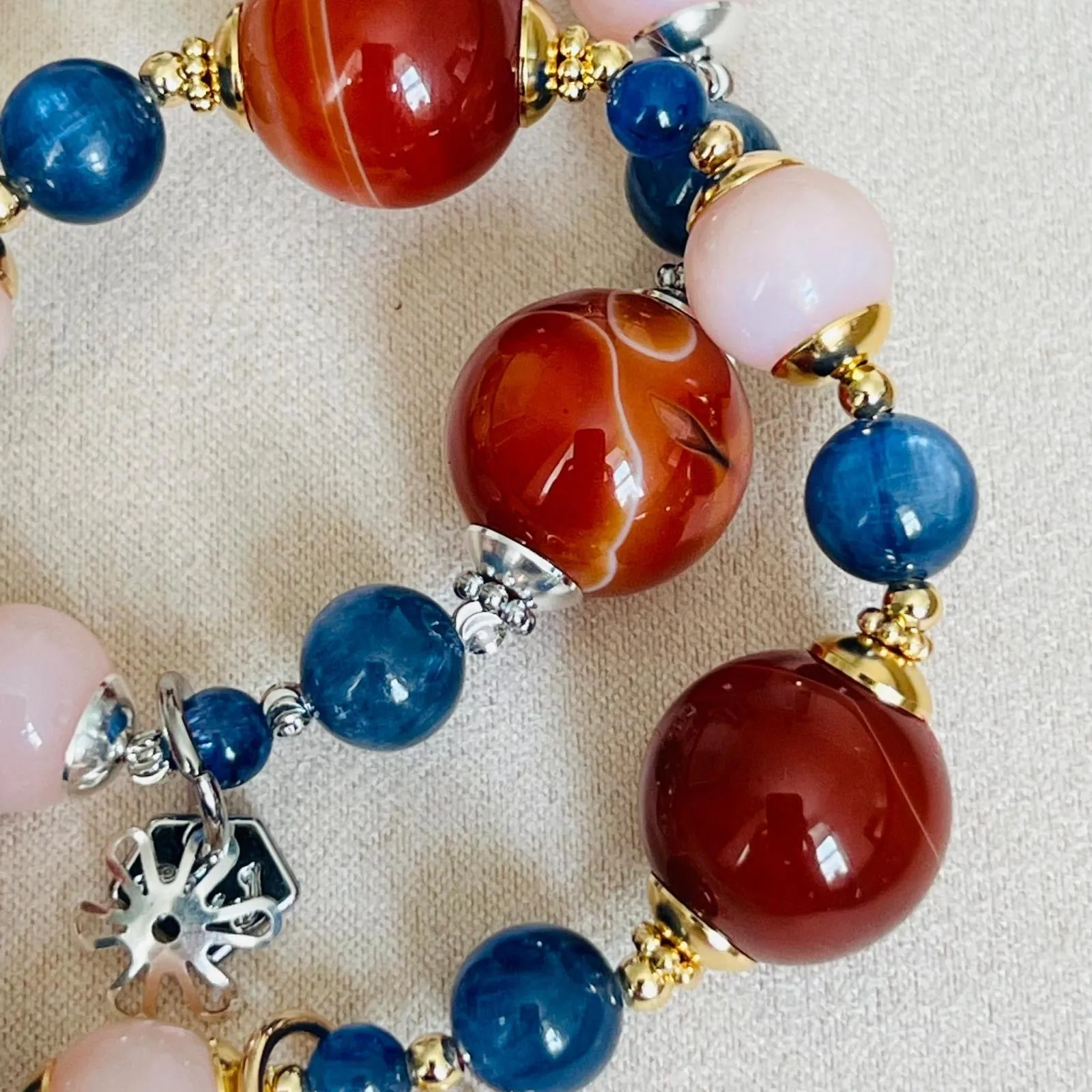 Carnelian, Pink Opal & Blue Kyanite Bracelet SHW