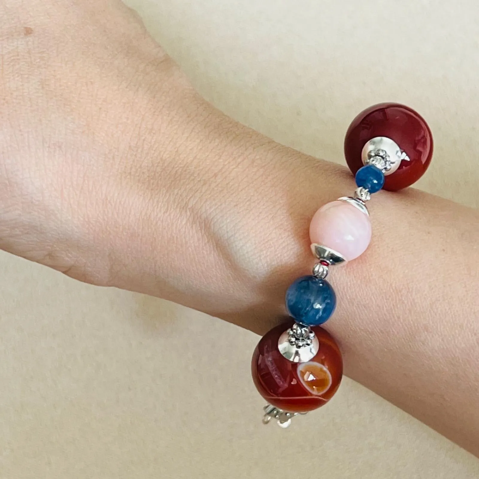 Carnelian, Pink Opal & Blue Kyanite Bracelet SHW