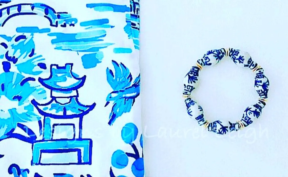 Chinoiserie Ginger Jar Bracelet - Royal Blue