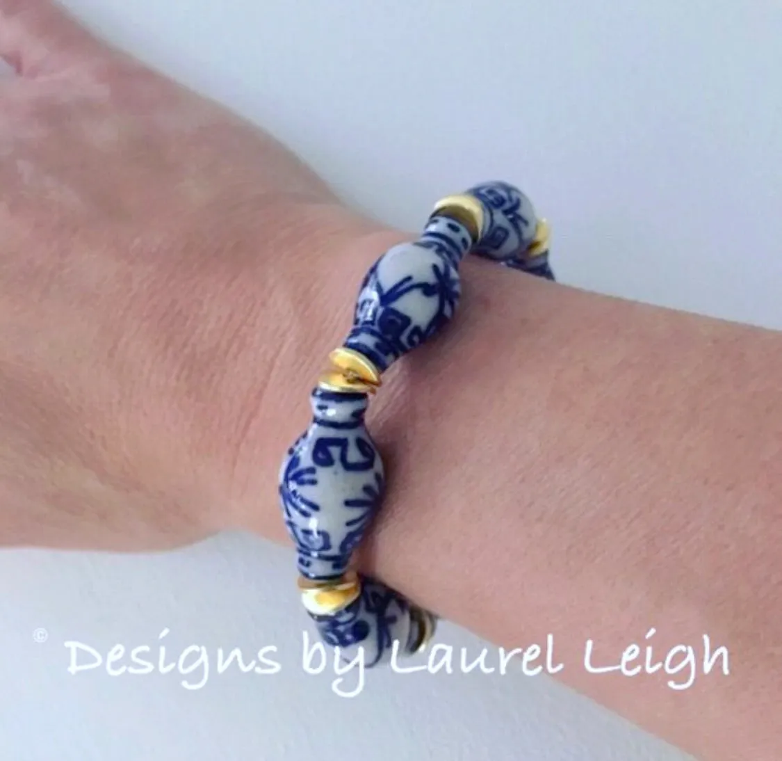 Chinoiserie Ginger Jar Bracelet - Royal Blue