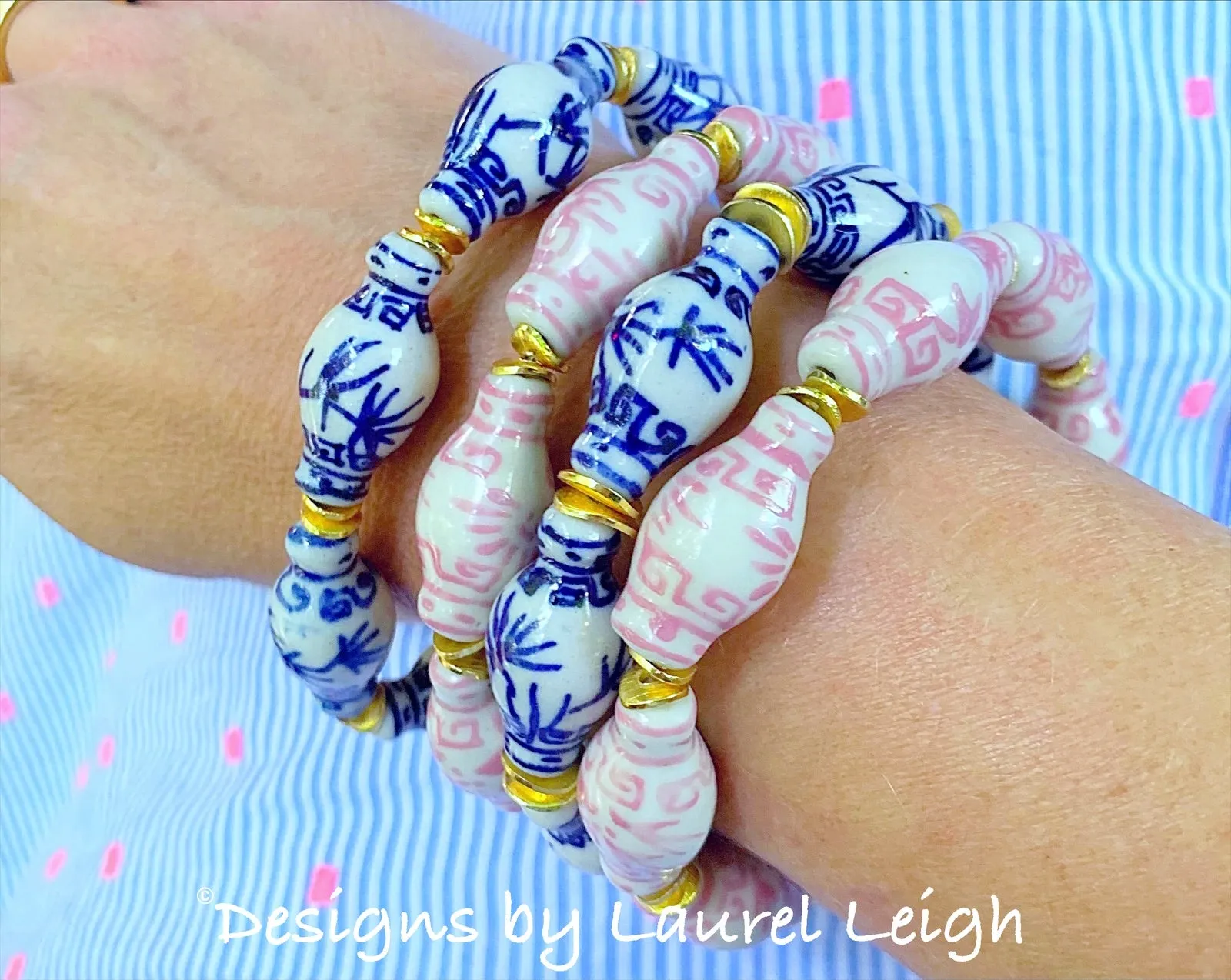 Chinoiserie Ginger Jar Bracelet - Royal Blue