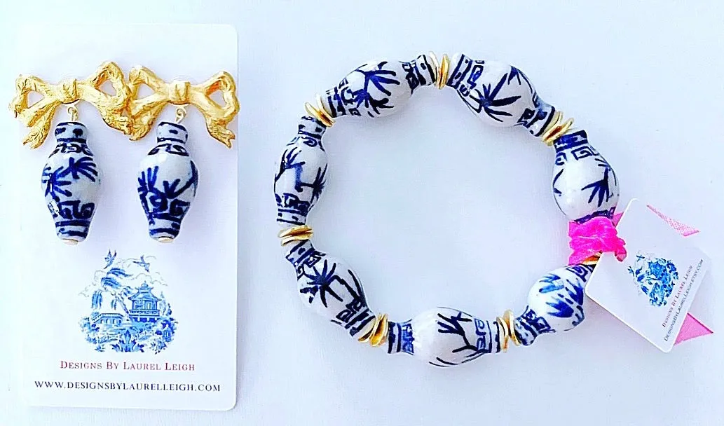 Chinoiserie Ginger Jar Bracelet - Royal Blue