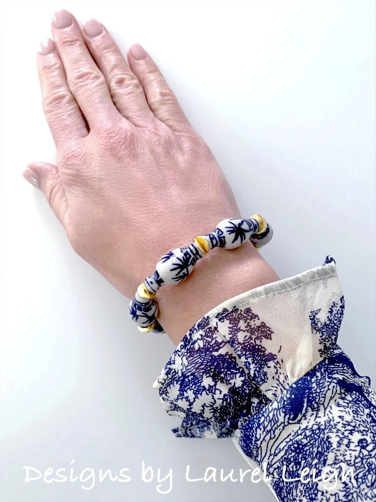 Chinoiserie Ginger Jar Bracelet - Royal Blue